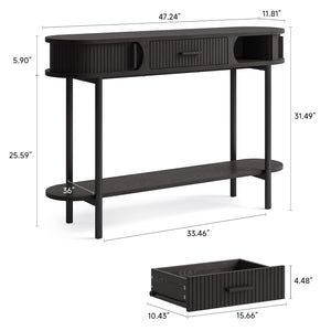 47-Inch Fluted Console Table with Drawers