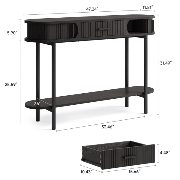 47-Inch Fluted Console Table with Drawers