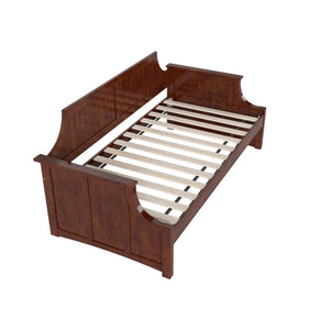 Twin Size Solid Wood Daybed with Curved Beadboard Back