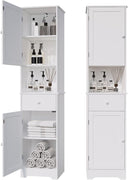 Tall Storage Cabinet with 2 Doors, 2 Drawers & Adjustable Shelves