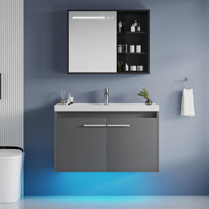31" Floating Bathroom Vanity with LED Light & Ceramic Sink