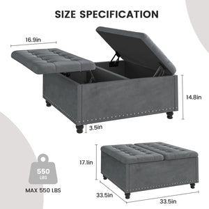 Large Square Storage Ottoman with Lift Top