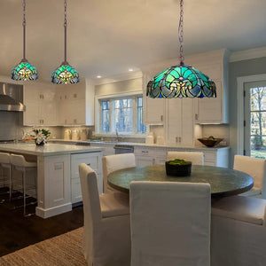 Tiffany Stained Glass Pendant Light – Sea Green