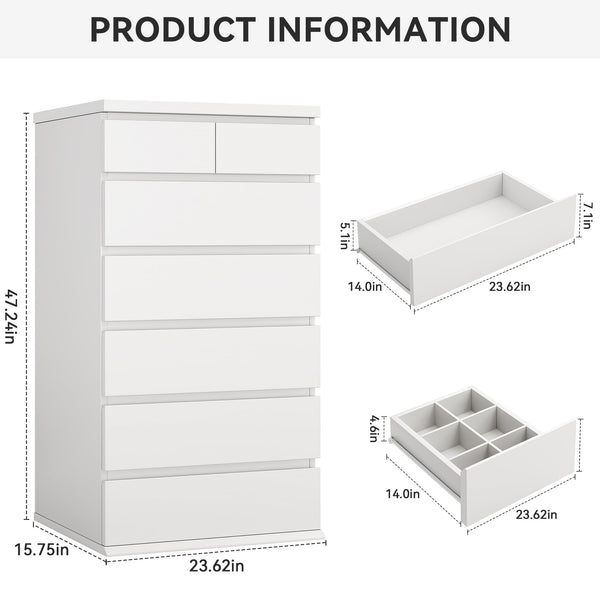 7-Drawer Tall Dresser with Jewelry Storage