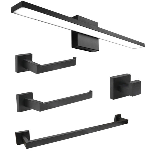 Modern LED Black Vanity Light 5-Piece Bathroom Set