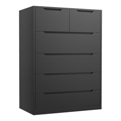 6-Drawer Tall Wooden Dresser with Hidden Handles