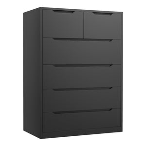 6-Drawer Tall Wooden Dresser with Hidden Handles
