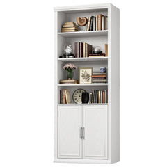 6-Tier Bookcase with Doors & Storage Cabinet