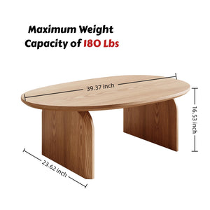 Oval Coffee Table – Natural Wood, Modern Living Room Center Table