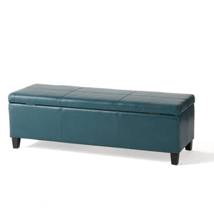 Teal PU Storage Ottoman Bench