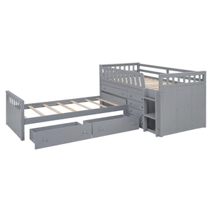 Twin Loft & Platform Bed with 7 Storage Drawers