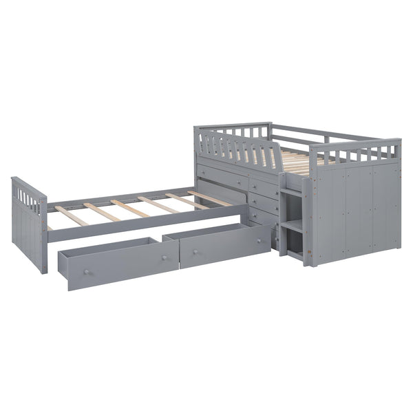 Twin Loft & Platform Bed with 7 Storage Drawers