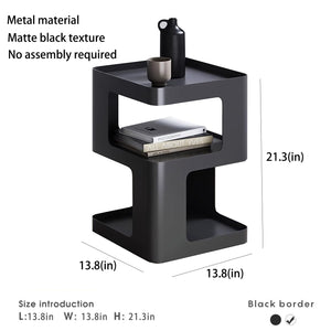 Metal Side Table with Storage – 3-Tier End Table
