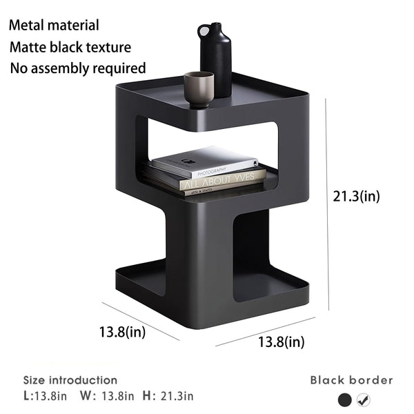 Metal Side Table with Storage – 3-Tier End Table