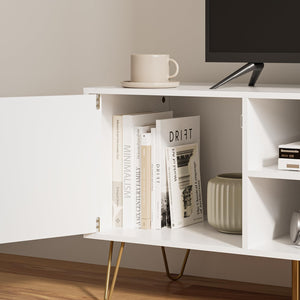 TV Stand for 55-65 Inch TV with Storage Cabinets and Gold Accents