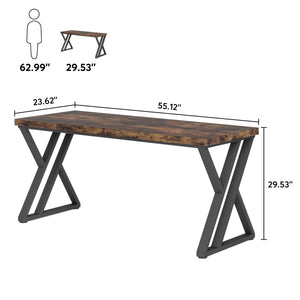 55-Inch Z-Shaped Metal Leg Computer Desk