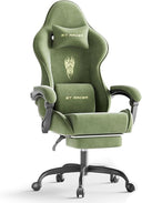 Velvet Gaming Chair with Footrest & Massage Lumbar