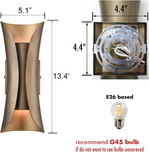 2-Light Brushed Brass Wall Sconce