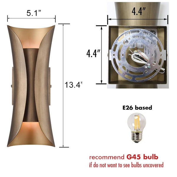 2-Light Brushed Brass Wall Sconce