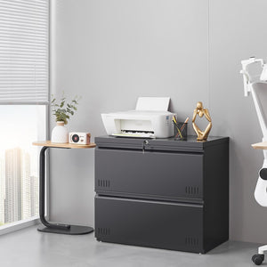Metal Lateral File Cabinet with Lock – 2-Drawer Home Office Filing Cabinet