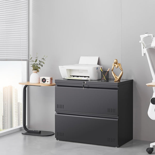Metal Lateral File Cabinet with Lock – 2-Drawer Home Office Filing Cabinet
