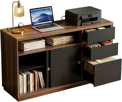 60" Storage Cabinet with File Drawer & Built-in Outlet