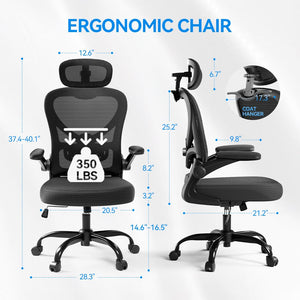 Ergonomic Mesh Office Chair with Headrest & Adjustable Lumbar Support