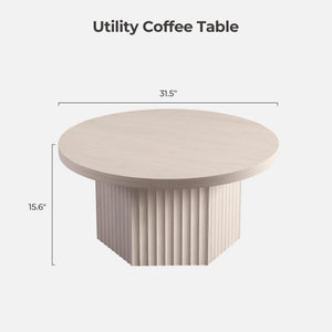 Round Fluted Coffee Table with Storage