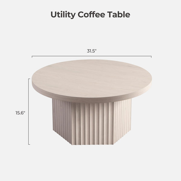 Round Fluted Coffee Table with Storage
