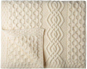 Merino Wool Aran Throw Blanket — 60 x 40 Inches