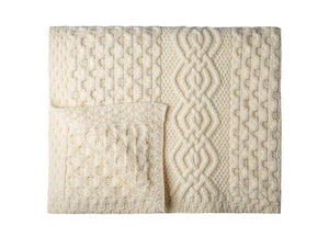 Merino Wool Aran Throw Blanket — 60 x 40 Inches