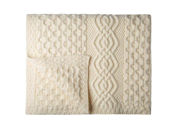 Merino Wool Aran Throw Blanket — 60 x 40 Inches