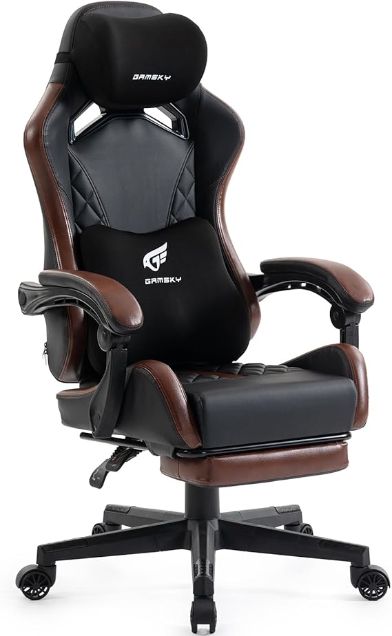 Ergonomic Gaming Chair with Footrest & Recliner
