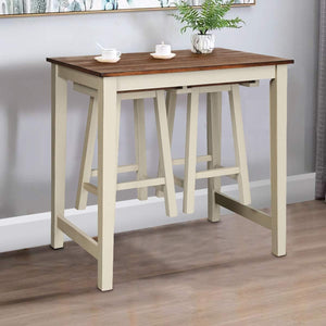 3-Piece Counter Height Pub Dining Set with 2 Saddle Bar Stools