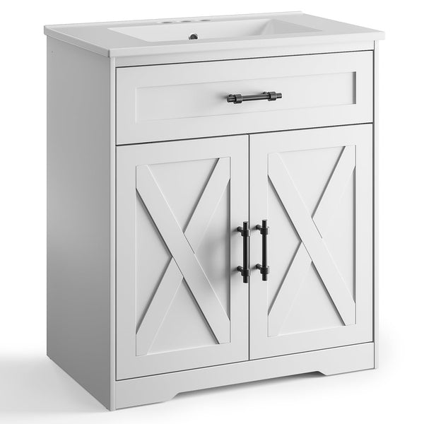30-Inch Farmhouse Bathroom Vanity with Ceramic Sink