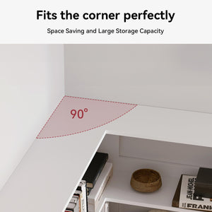 L-Shaped Corner Bookshelf 6-Tier Freestanding