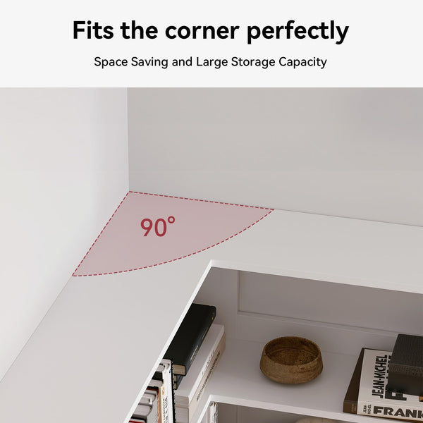 L-Shaped Corner Bookshelf 6-Tier Freestanding