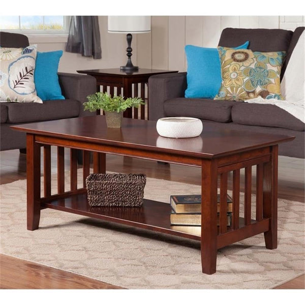 Mission-Style Solid Hardwood Coffee Table with Walnut Finish