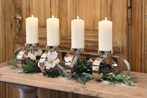 4-Bulb Pillar Candle Holder - Nickel Plated Aluminium, Silver