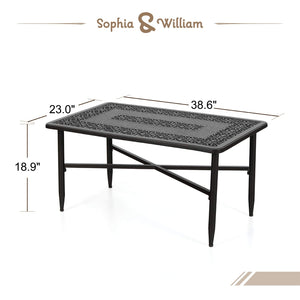 Cast Aluminum Outdoor Patio Coffee Table – Rectangle, 38.6"L x 23"W x 18.9"H