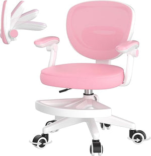 Adjustable Kids Desk Chair with Footrest & Flip-Up Armrest
