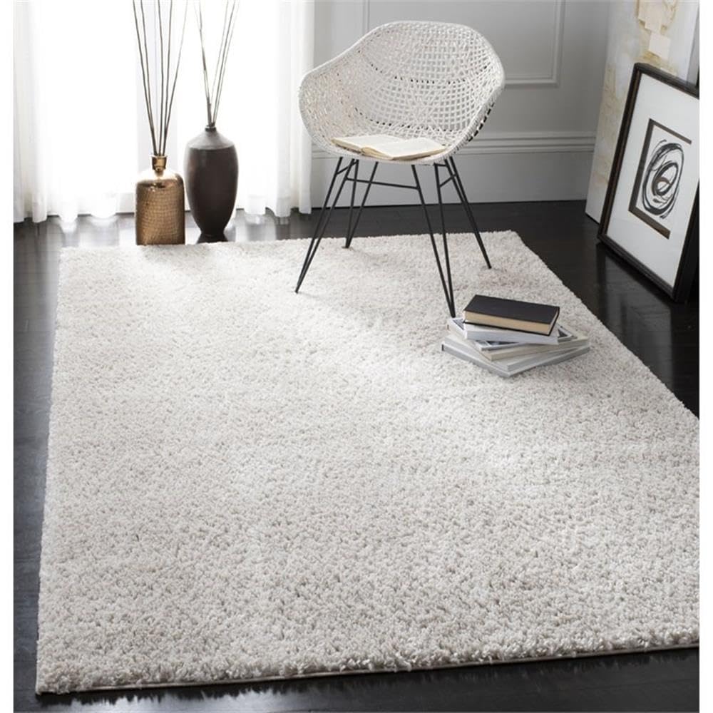 Beige Shag Area Rug 9x12 – Polypropylene, Non-Shedding, Machine Made