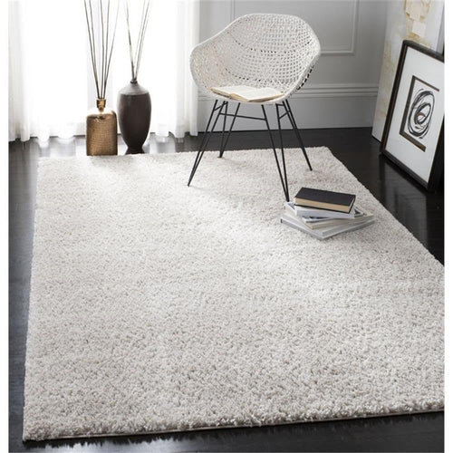 Beige Shag Area Rug 9x12 – Polypropylene, Non-Shedding, Machine Made