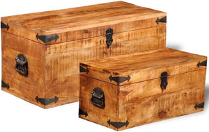 Mango Wood Storage Chest Set of 2
