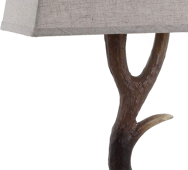 Antler Rustic Table Lamp – Brown, Crystal Base, Linen Shade