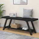 Entryway Storage Bench – Wood & Metal Shoe Bench