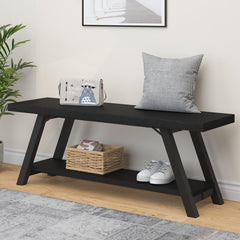 Entryway Storage Bench – Wood & Metal Shoe Bench