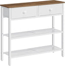 Narrow Console Table with 2 Fabric Drawers & 3-Tier Storage Shelves