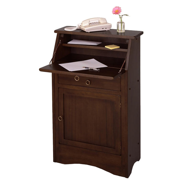 Antique Walnut Secretary Desk with Fold-Down Writing Surface