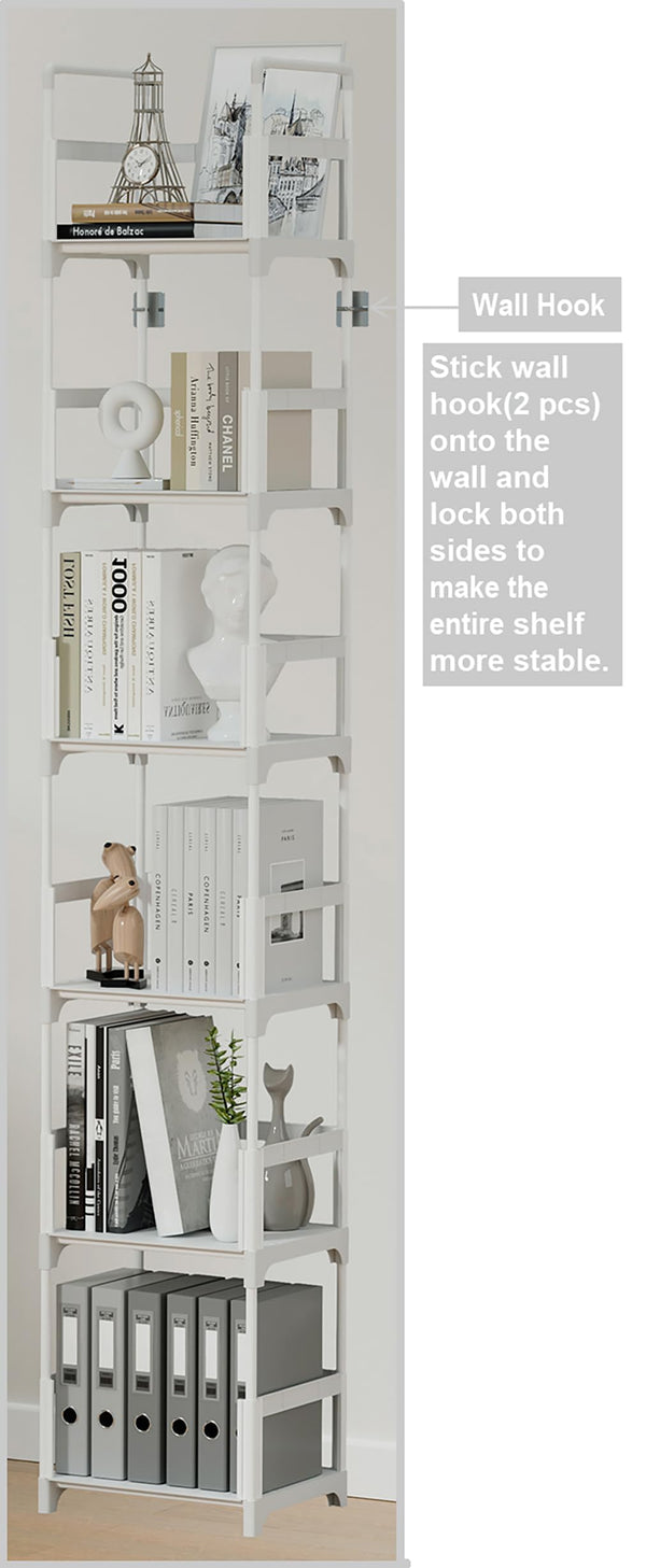 Metal Frame Narrow Bookshelf with Plastic Shelves – 3 Tier & 6 Tier